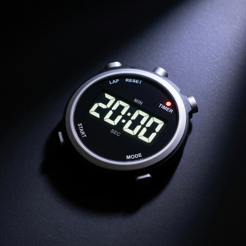Digital stopwatch showing 20 minutes