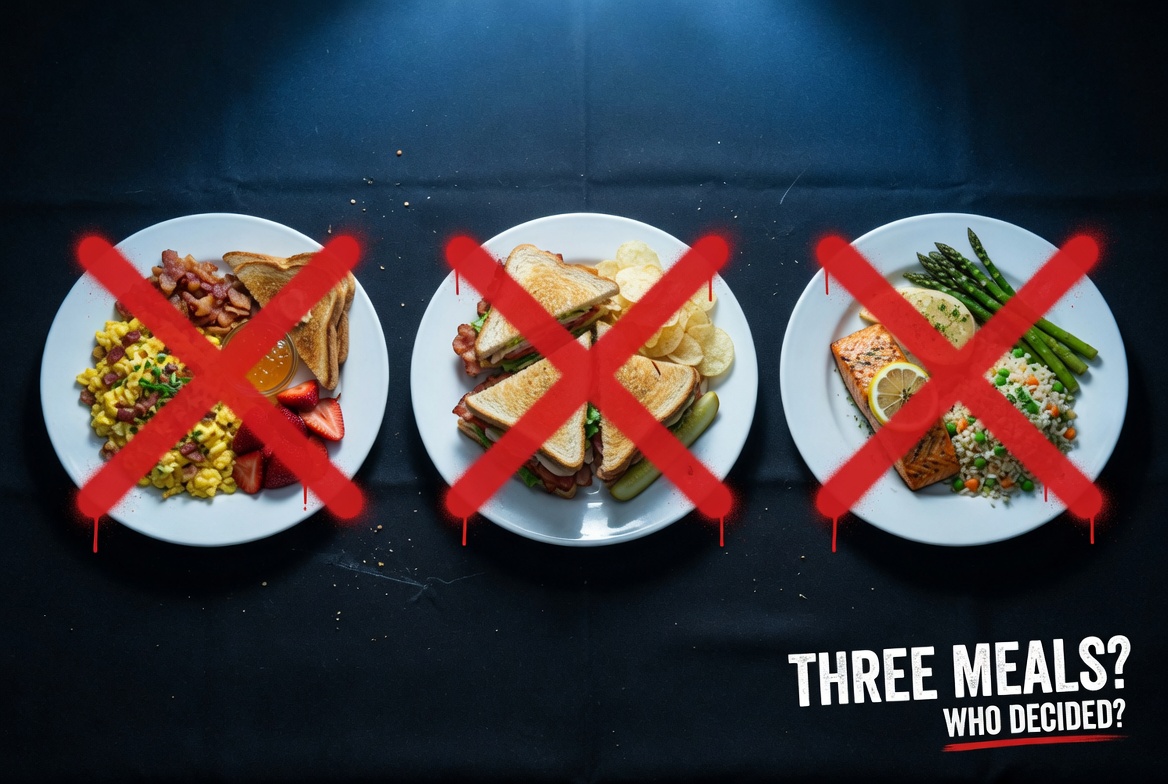 Three full plates with red X marks - busting the myth