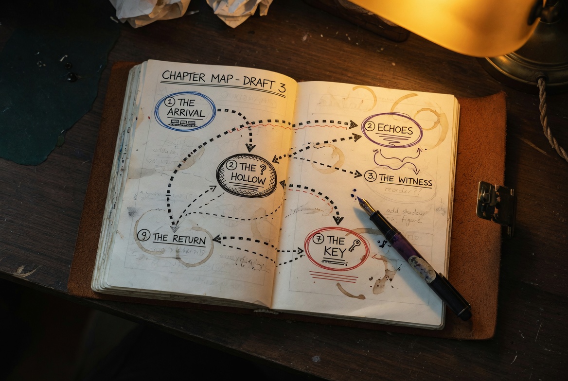 Open roadmap book with chapter markers for guided reading