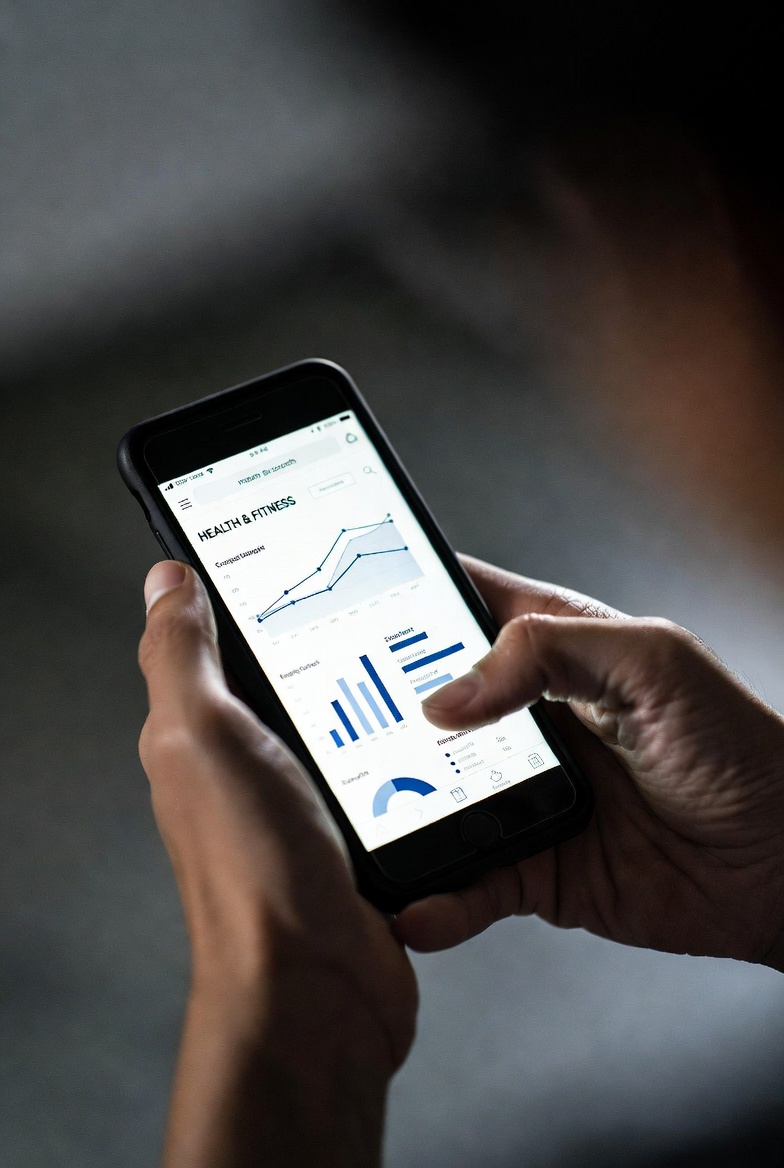 Person scrolling health data on phone