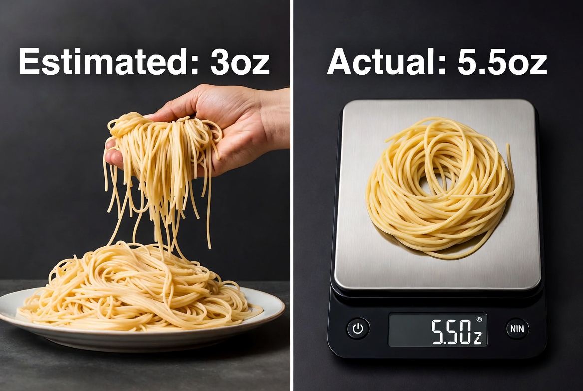 Estimated versus actual food portions - dramatic difference